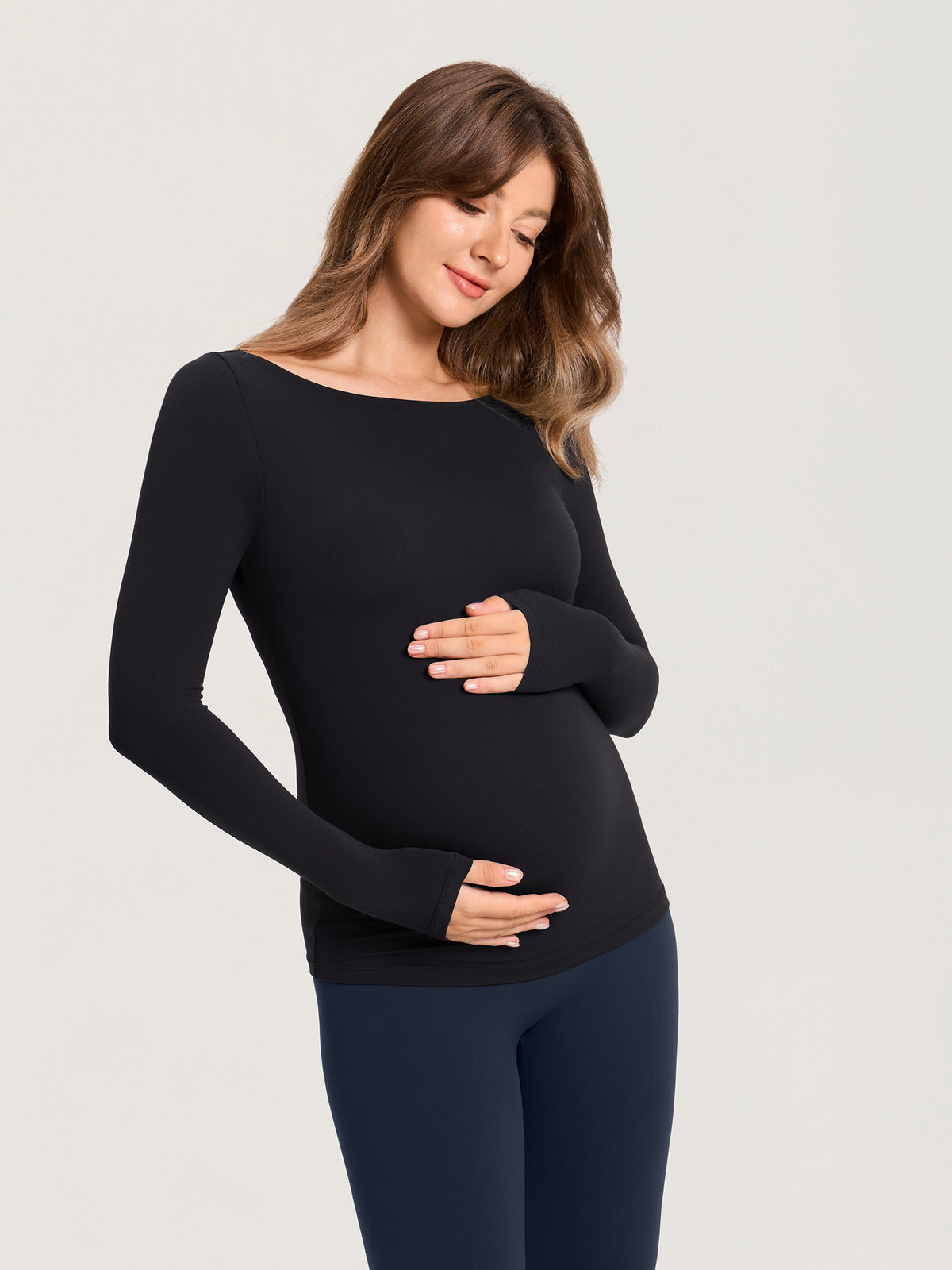 AirSofta Boatneck Maternity Top - Long Sleeves
