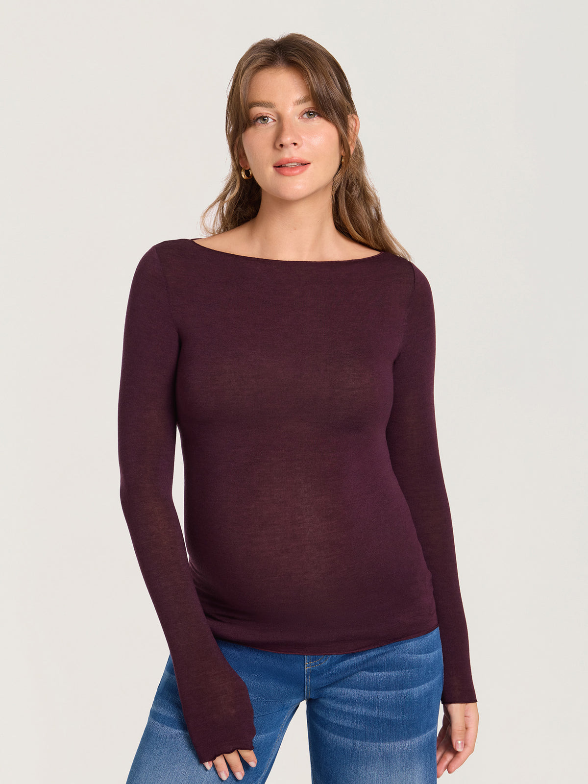 Ultralight Merino Wool Boatneck Maternity Top